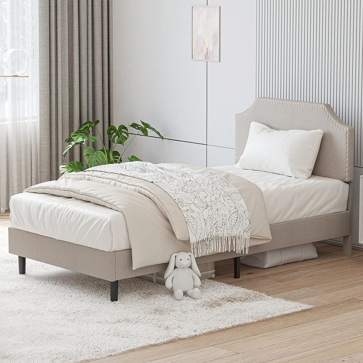 Upholstered Platform Twin Bed Frame