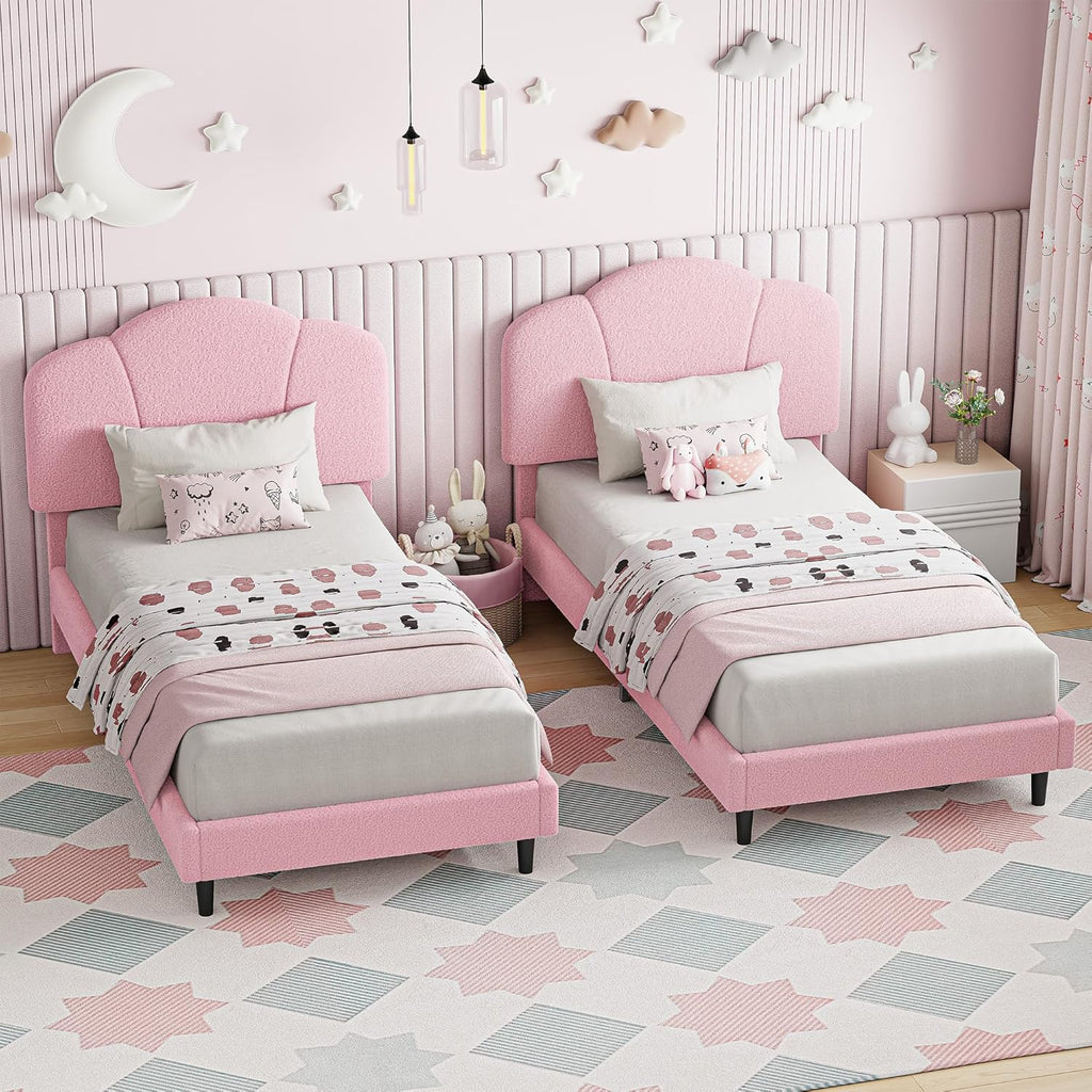 LIKIMIO Lamb Wool Headboard Bed Frame