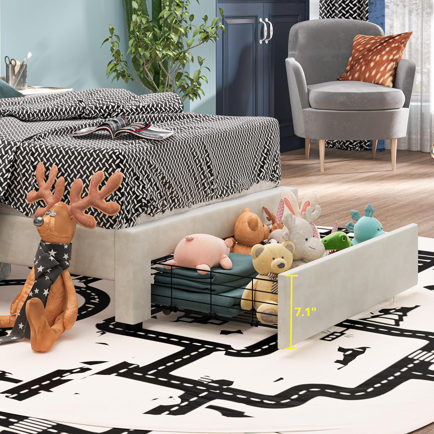 LIKIMIO Velvet Single Bed Frame