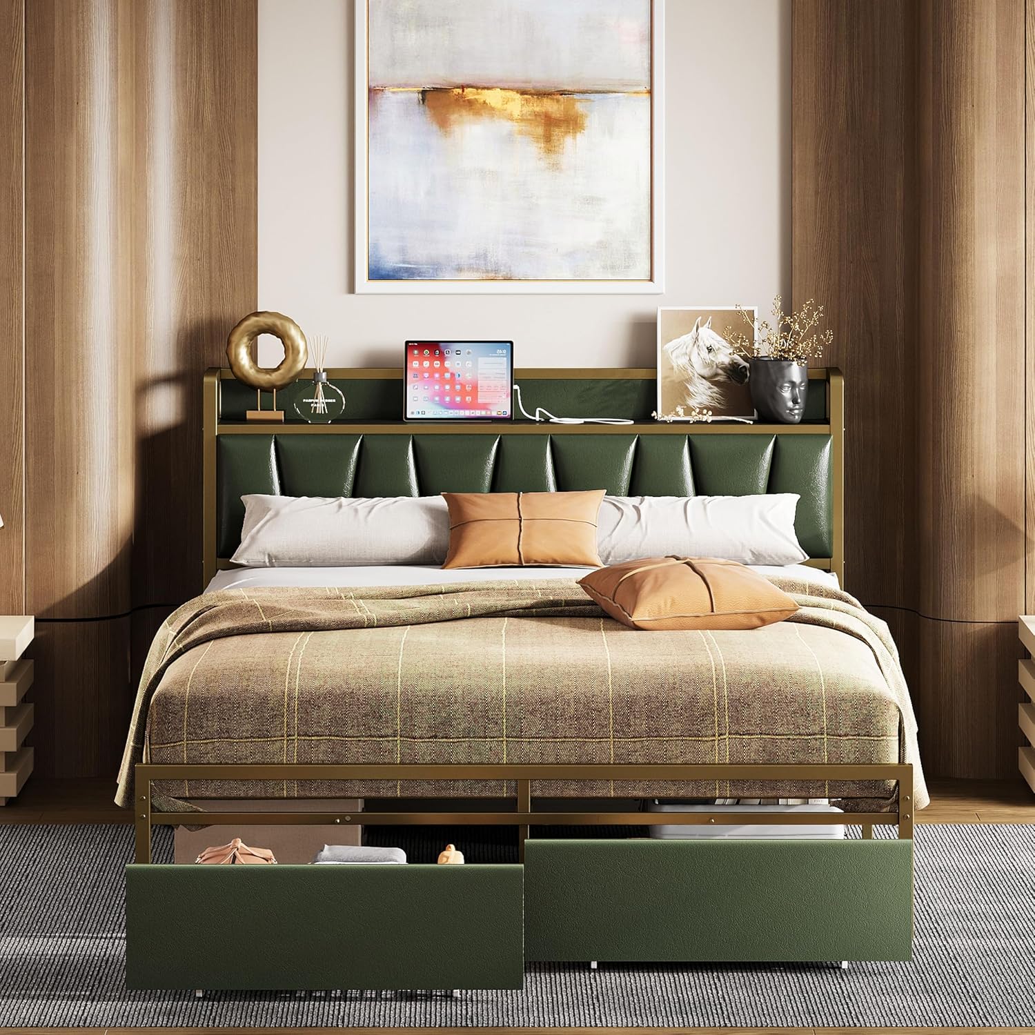 LIKIMIO Charging Storage Bed Frame