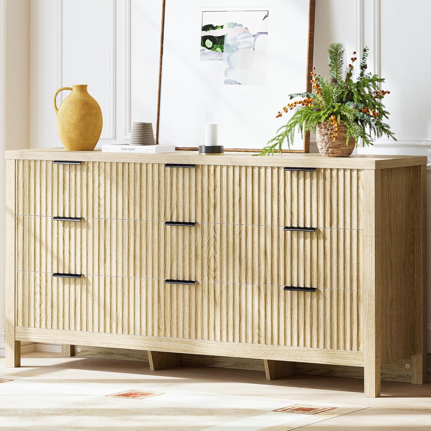 LIKIMIO Wave-patterned Nine-drawer Chest of Drawers (59”)