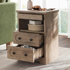 LIKIMIO Wooden Pull Out Tray Nightstand