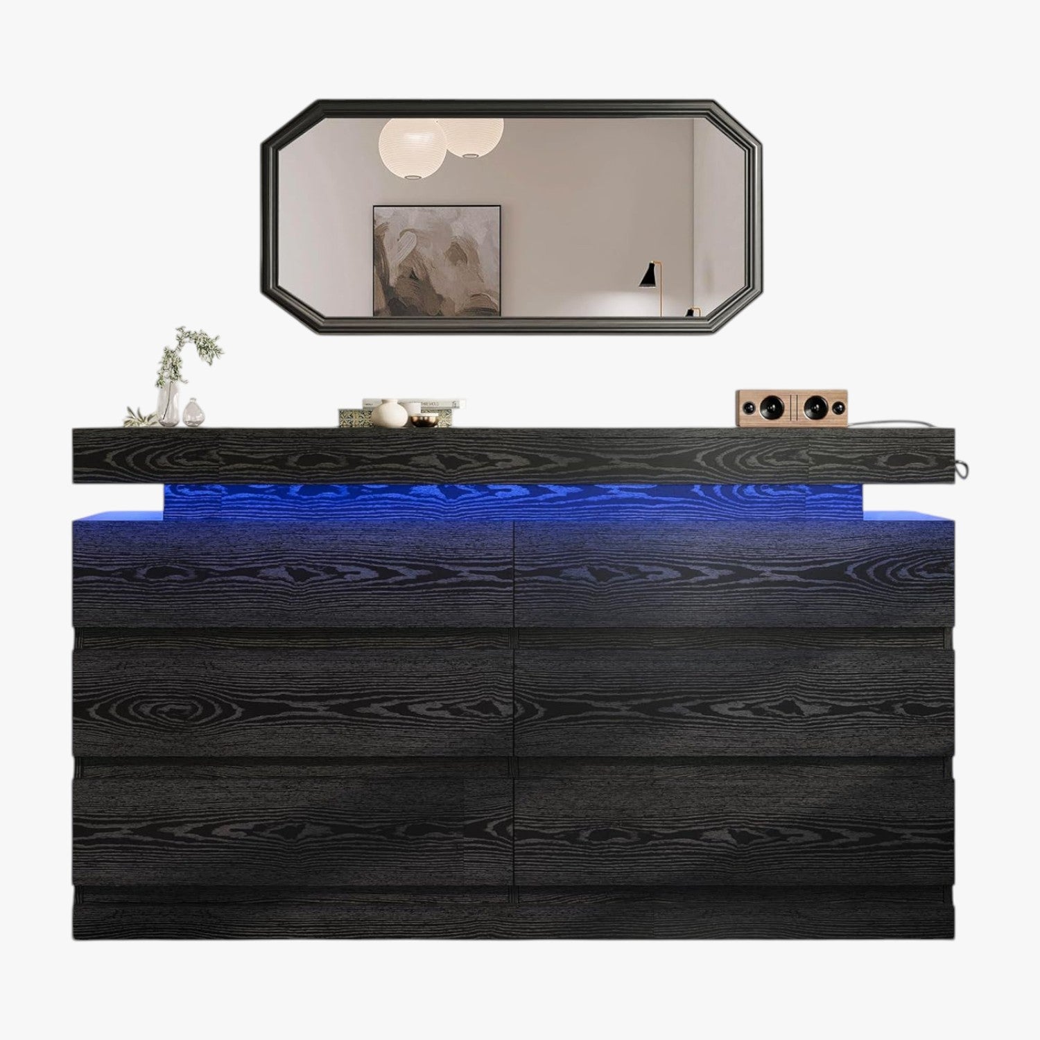 LIKIMIO Upgraded Modern Wooden 6-Drawer Dresser（59“）