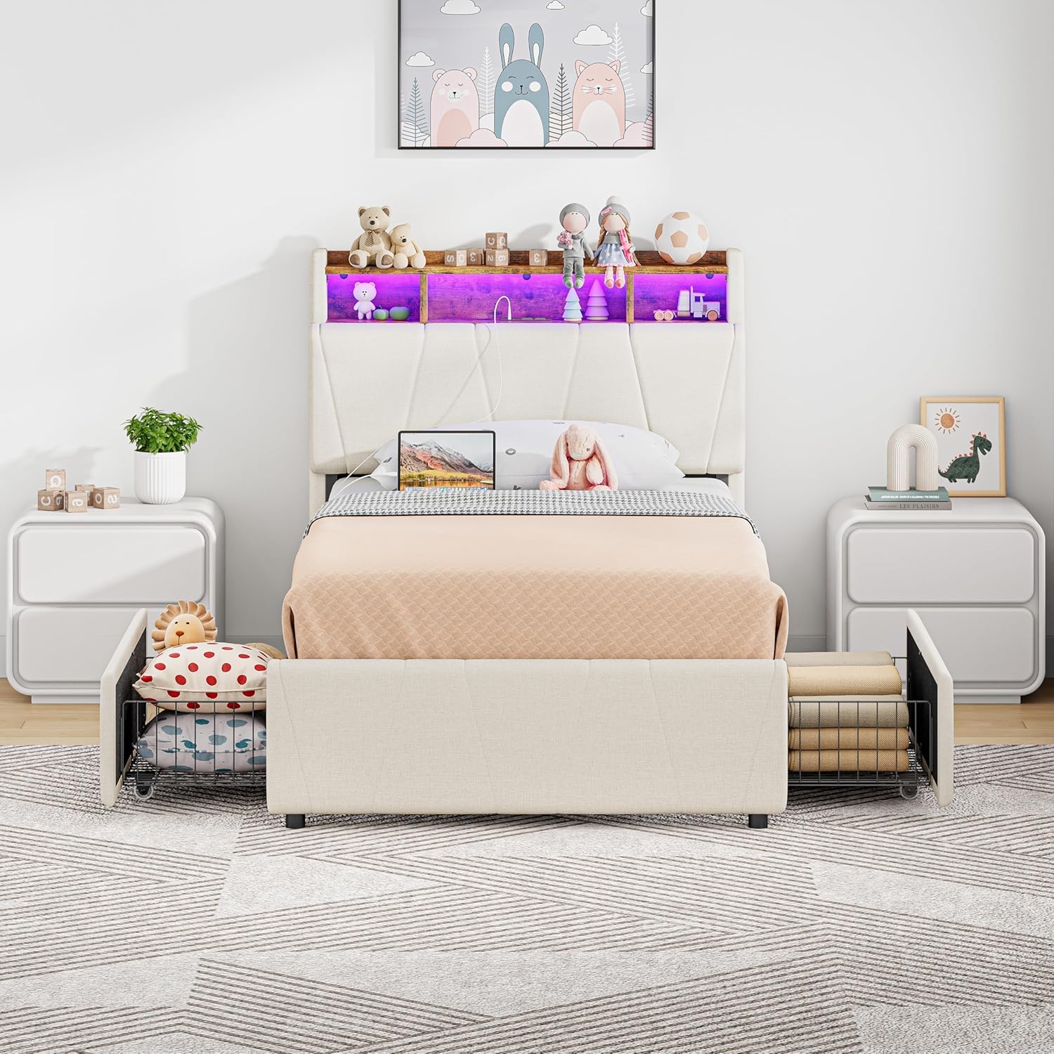 LIKIMIO Single Bed Frame with Storage