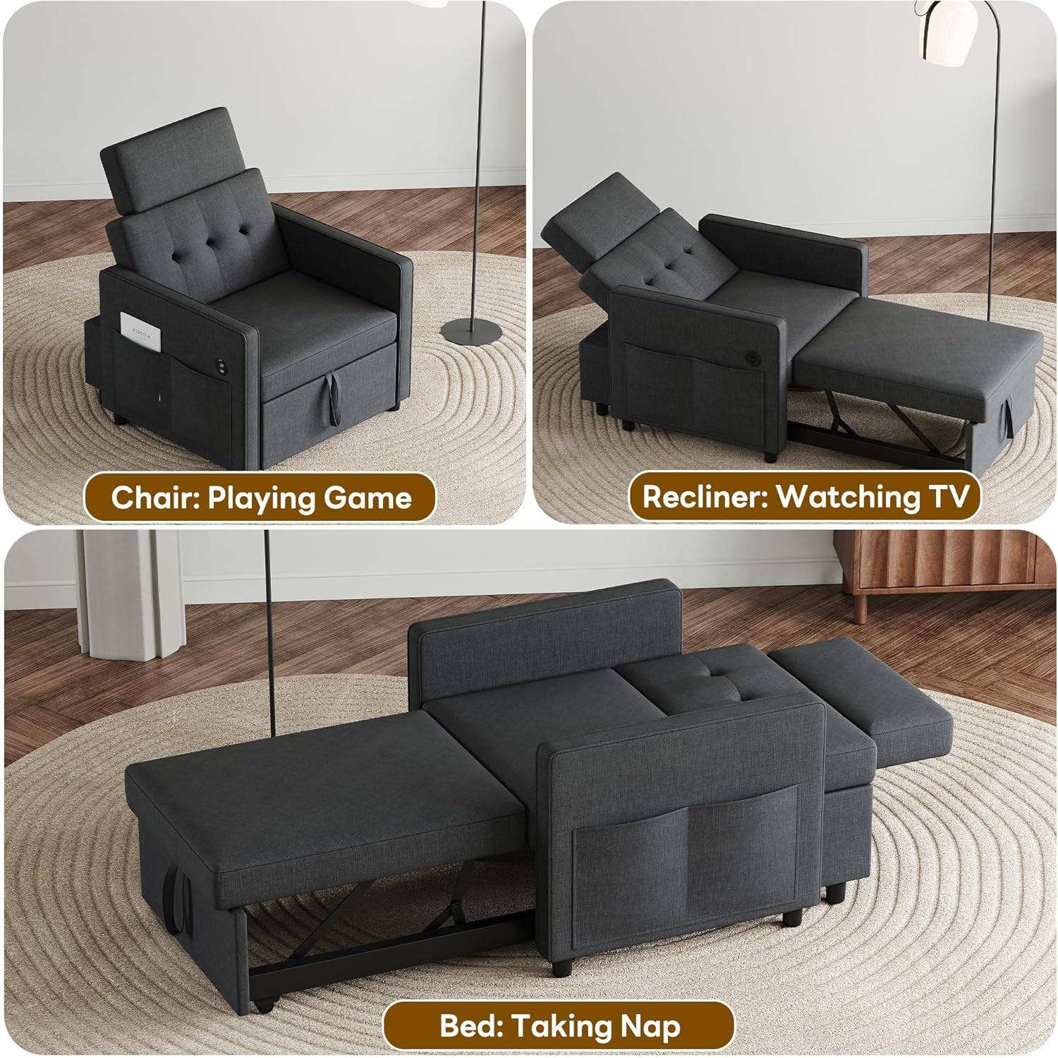 LIKIMIO 3-in-1 Sleeper Sofa Bed