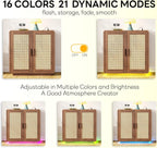 LIKIMIO Rattan Cabinet with LED Lights & Power Outlet, Vintage Brown