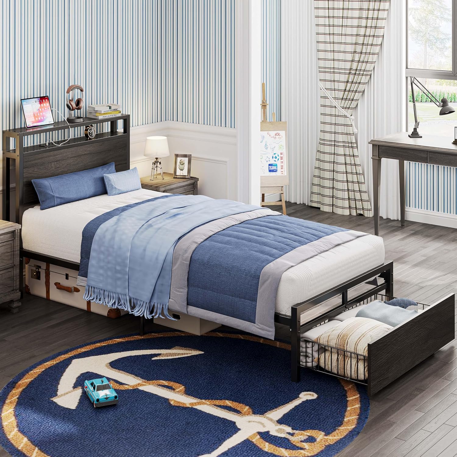 LIKIMIO Drawers and Storage Sockets Bed Frame