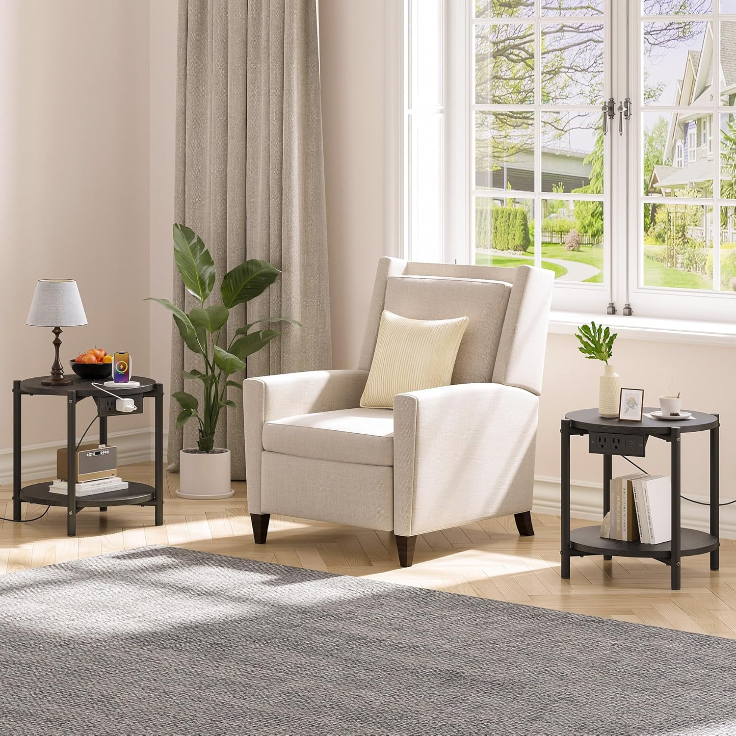 LIKIMIO 2-Tier Round End Table （15.8“）