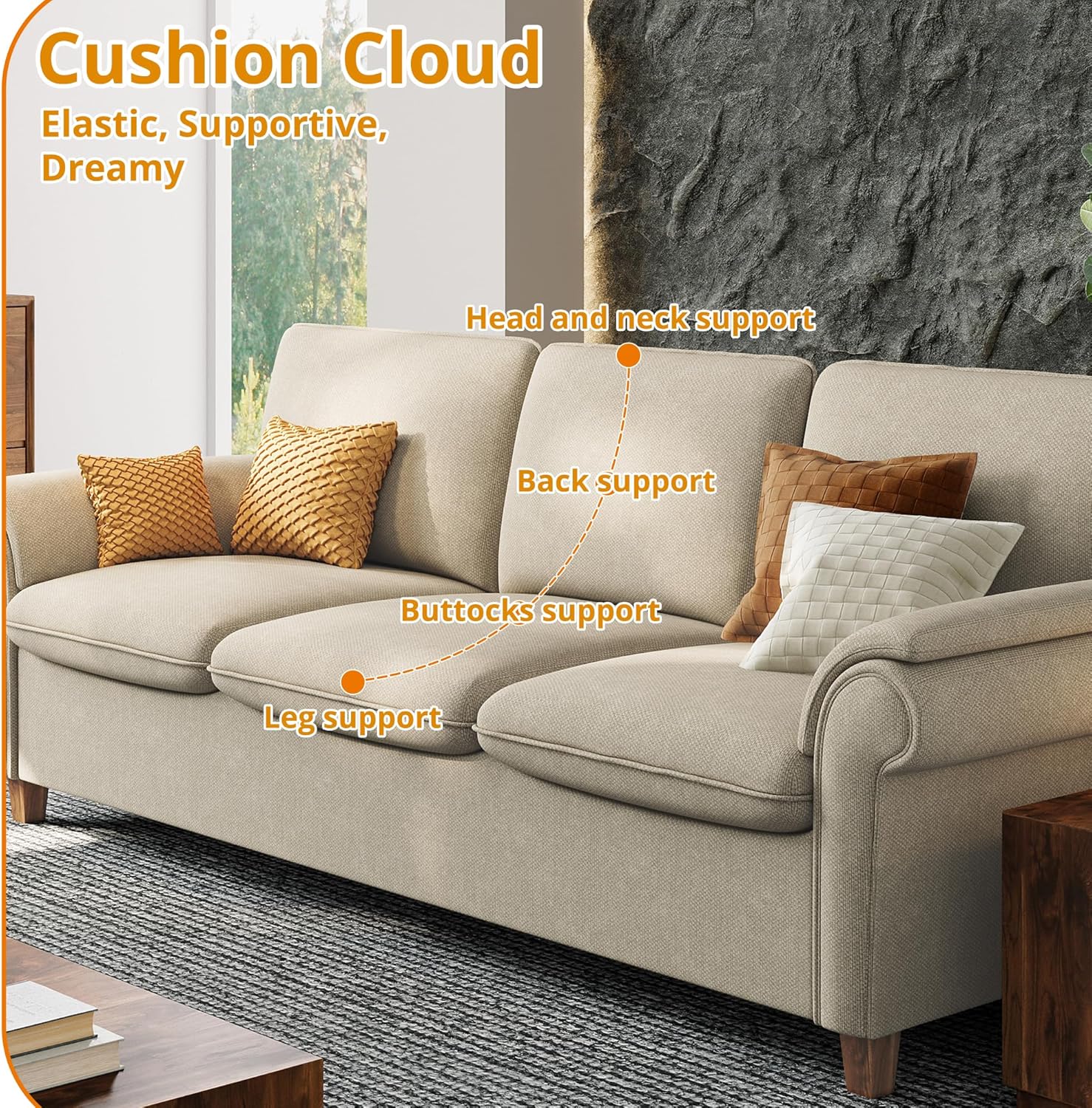 LIKIMIO 89" USB Extra Deep Sofa