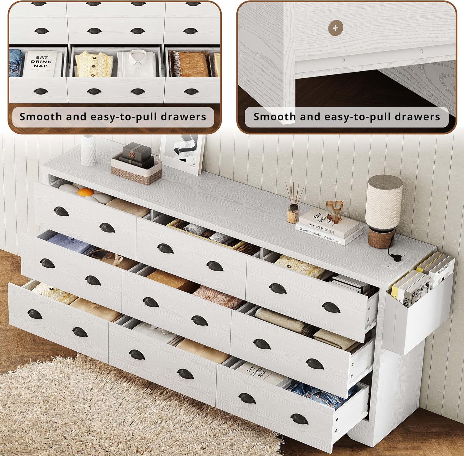 LIKIMIO Wooden 9-Drawer Dresser (63")