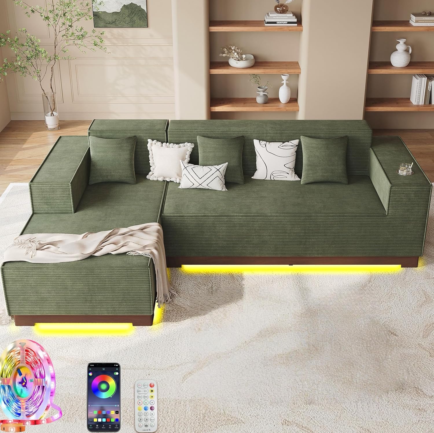 LIKIMIO L-Shaped Cloud Boneless Sofa（110“）