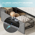 LIKIMIO Twin Bed Frame with Charging Station & LED Lights, Grey