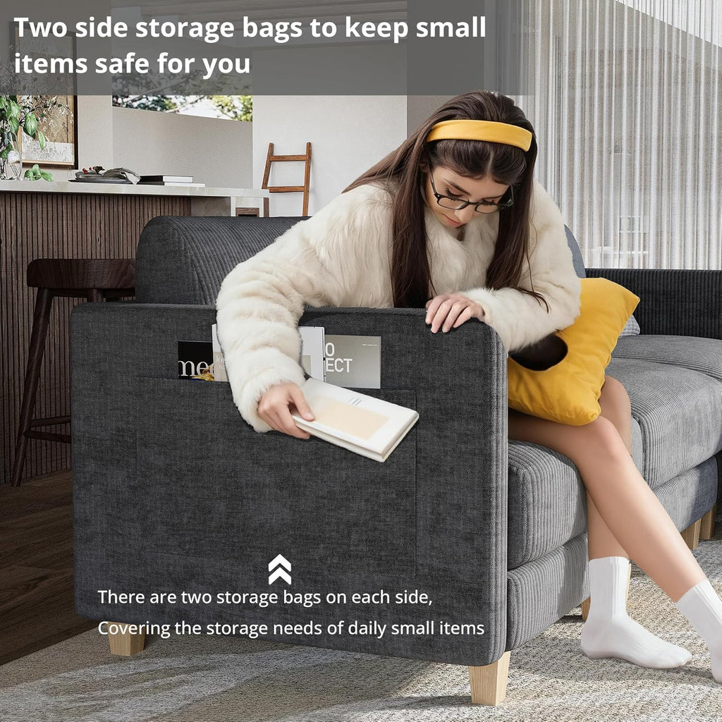 LIKIMIO L-shaped Corduroy Modular Sofa（91.1“）