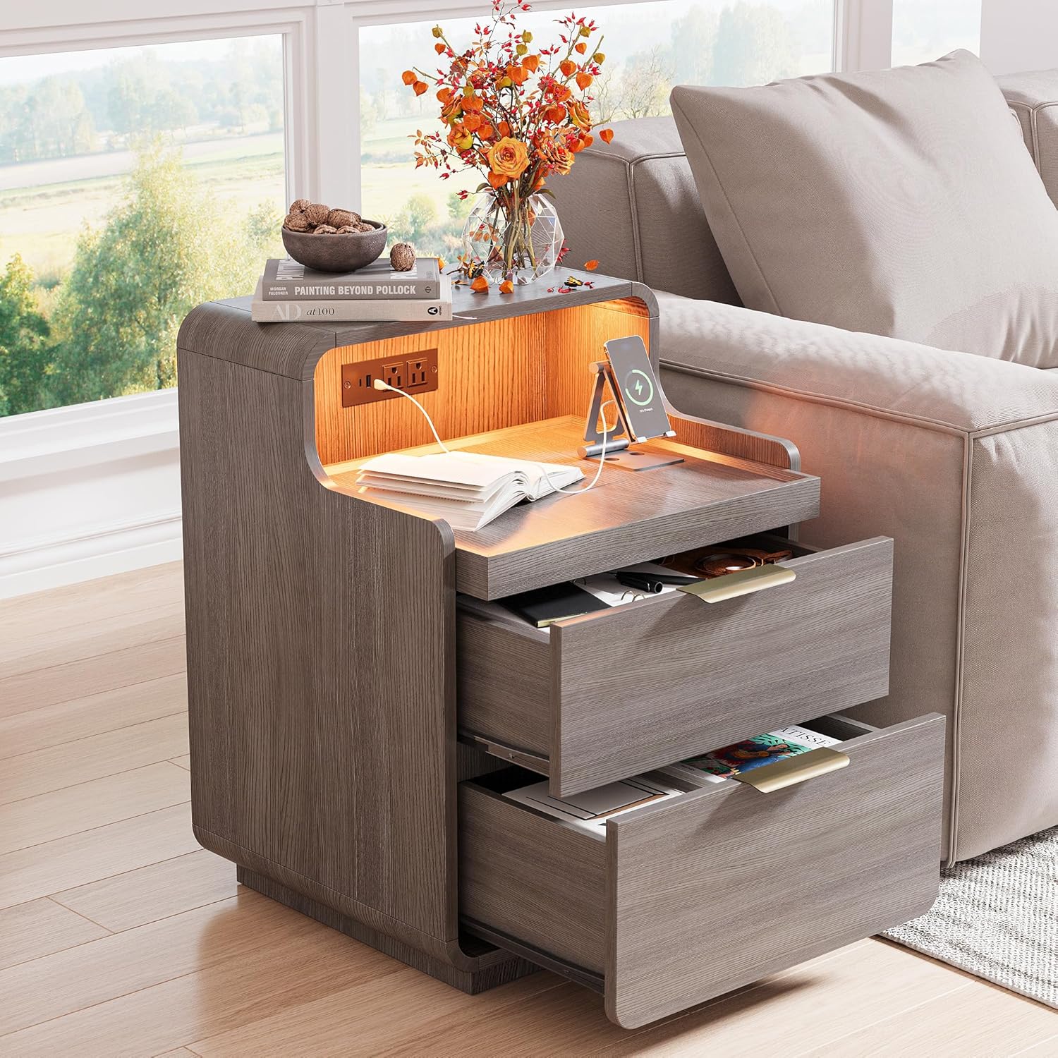 LIKIMIO Pull-Out Shelf Nightstand