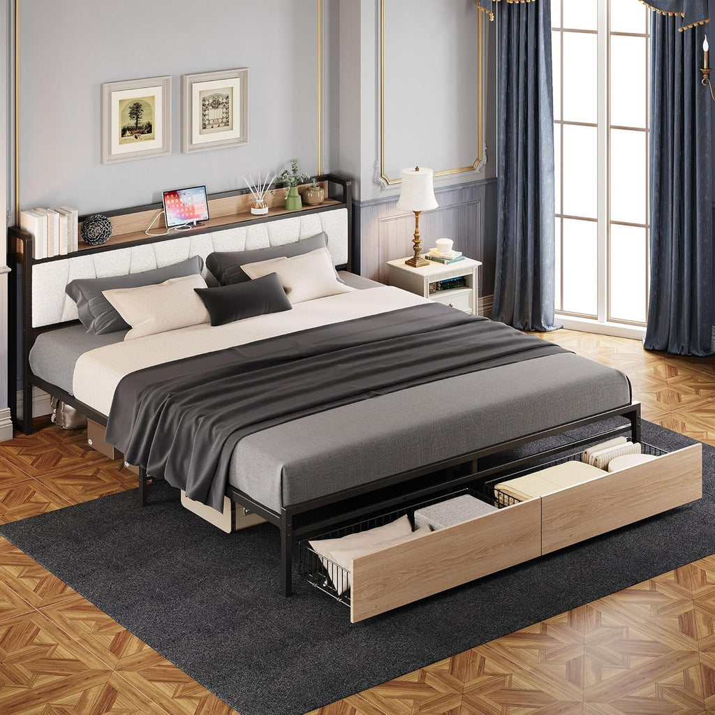 LIKIMIO Charging Storage Bed Frame