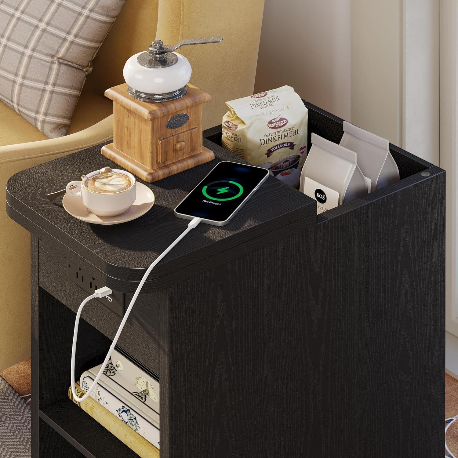 LIKIMIO Flip-Top Storage Side Table