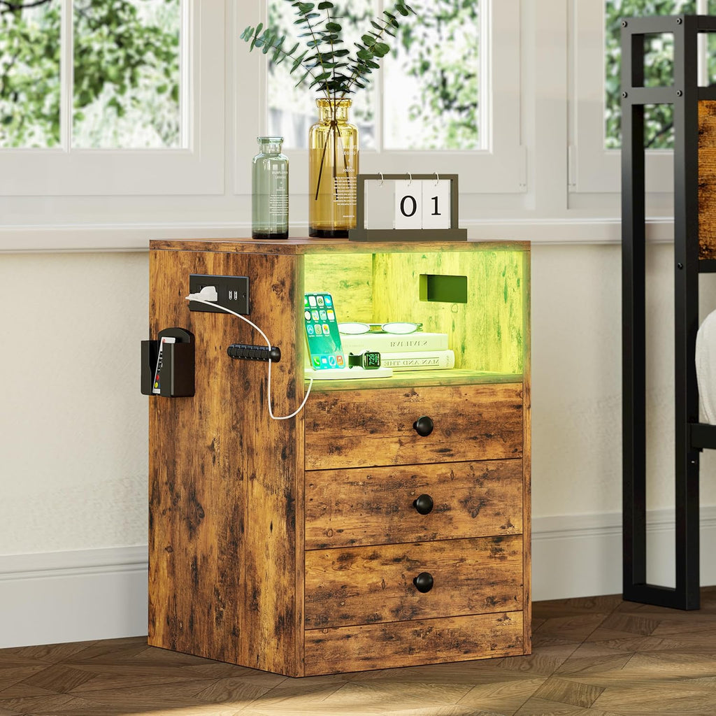 LIKIMIO Retro LED Nightstand