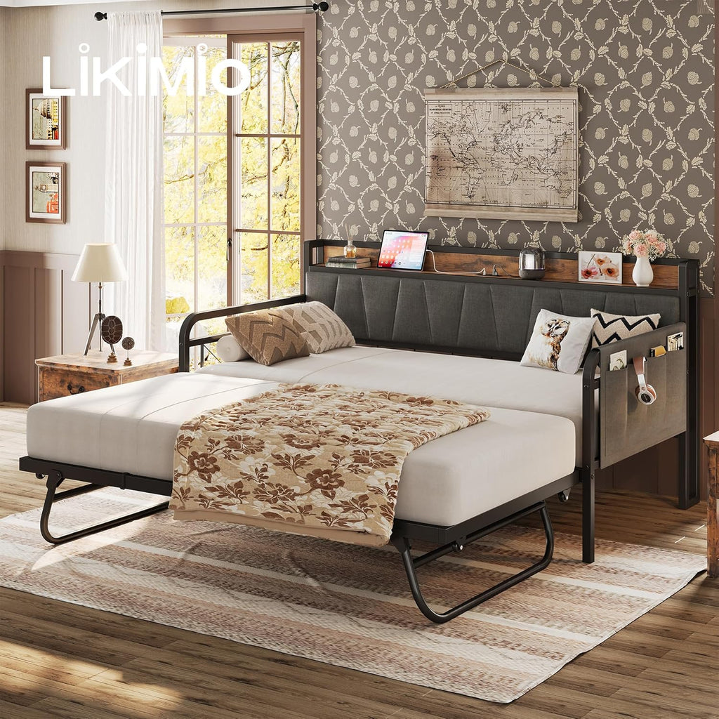 LIKIMIO Storage Trundle Sofa Bed