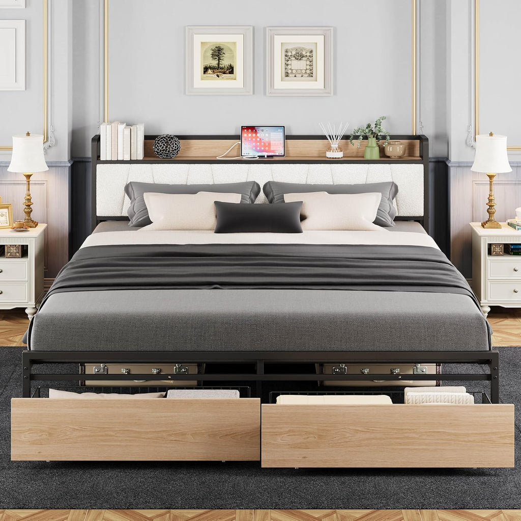 LIKIMIO Charging Storage Bed Frame