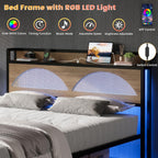 LIKIMIO Modern Architectural Design with Rattan Textures Bed Frame
