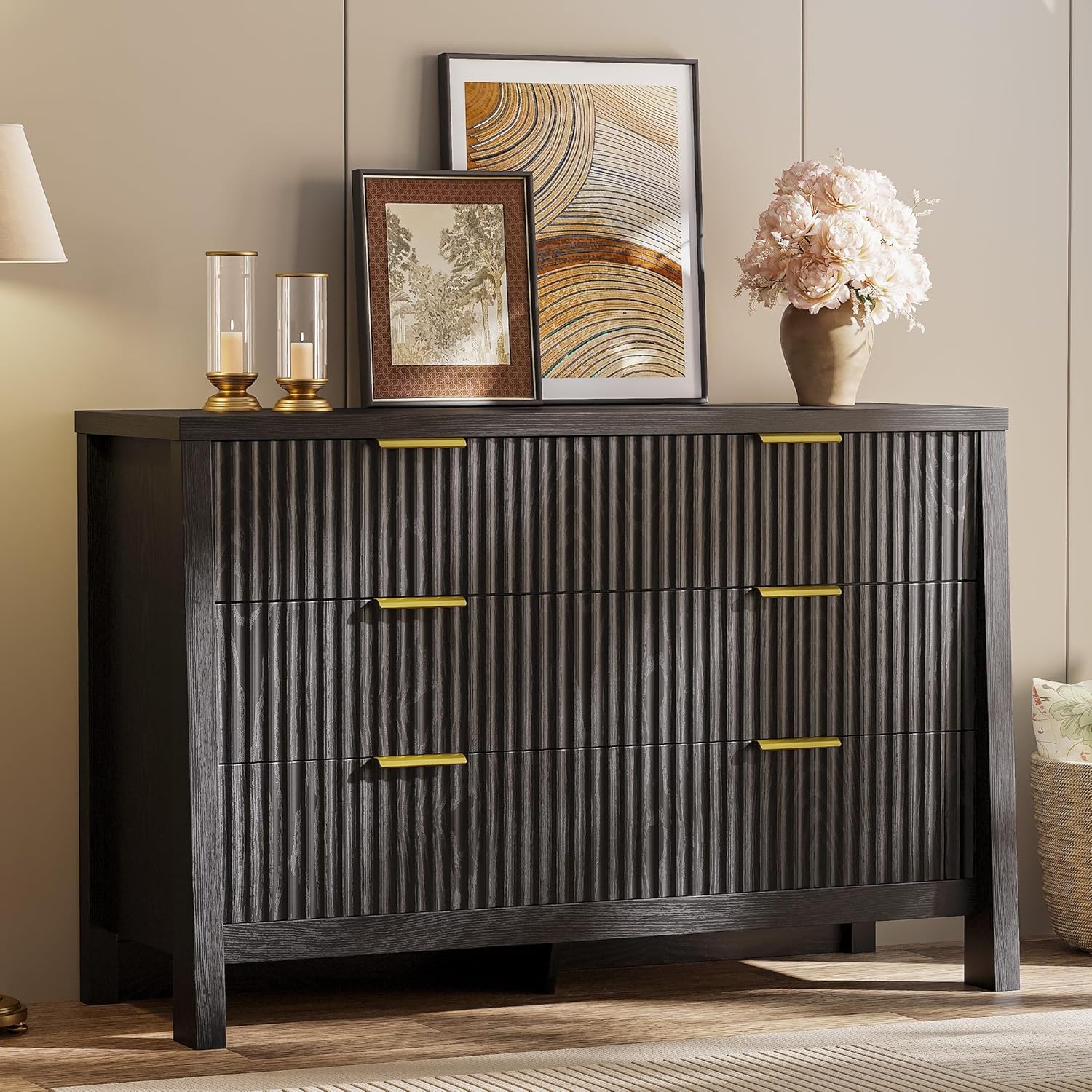 ribbed wood dresser Sera 6-Drawer Dresser Plank+Beam