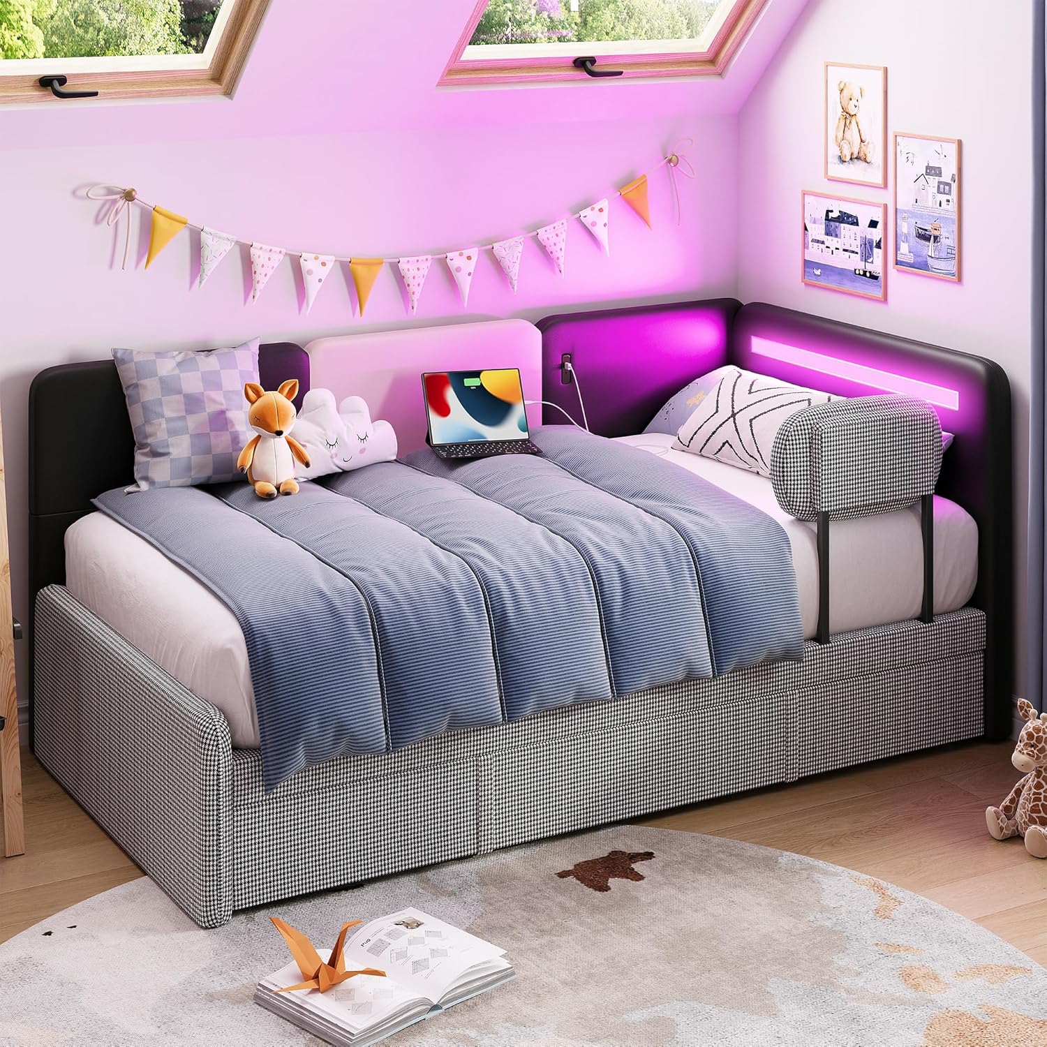 LIKIMIO Leather Corner Bed