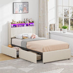 LIKIMIO Single Bed Frame with Storage