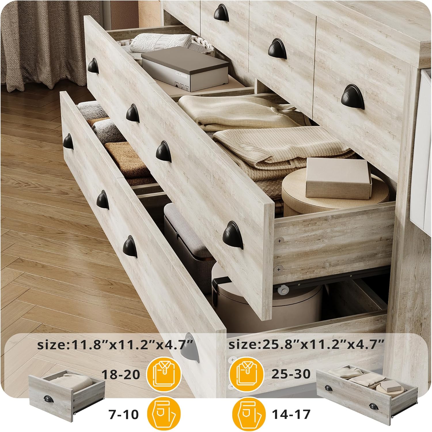 LIKIMIO Wooden 8-Drawers Dresser (59")