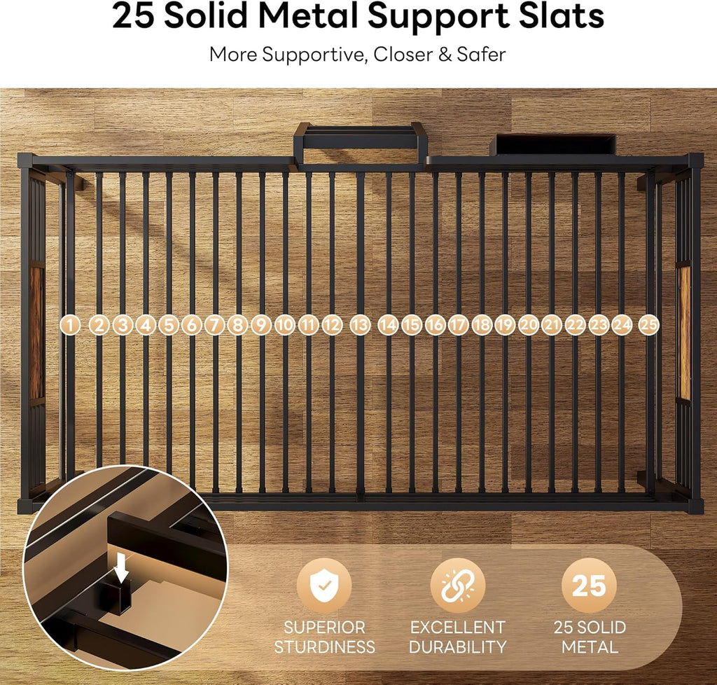 LIKIMIO Low Loft Bed with 2 Storage Vabinets