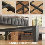 LIKIMIO Full Bed Frame, Storage Headboard with Charging Station