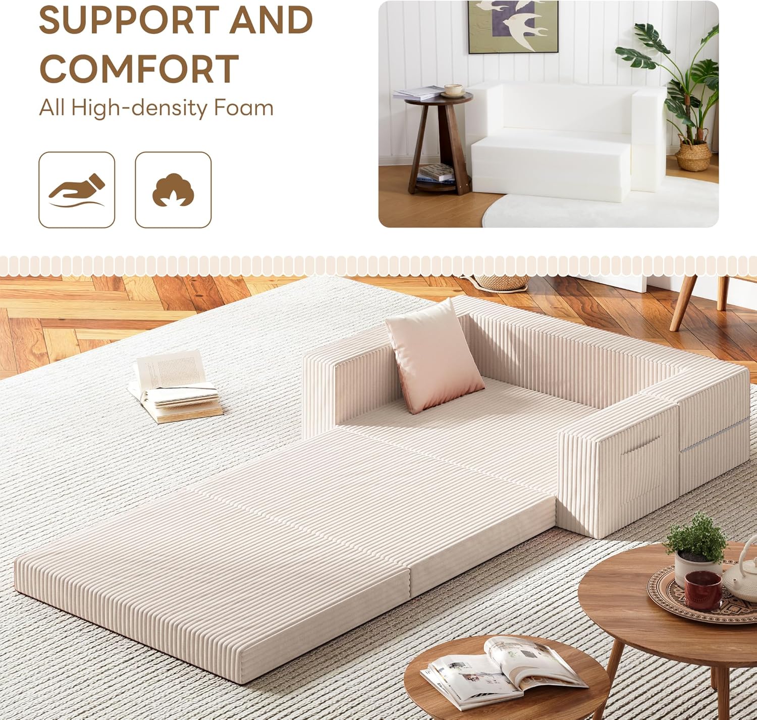 LIKIMIO Folding 3-in-1 Sofa Bed & Marrtess