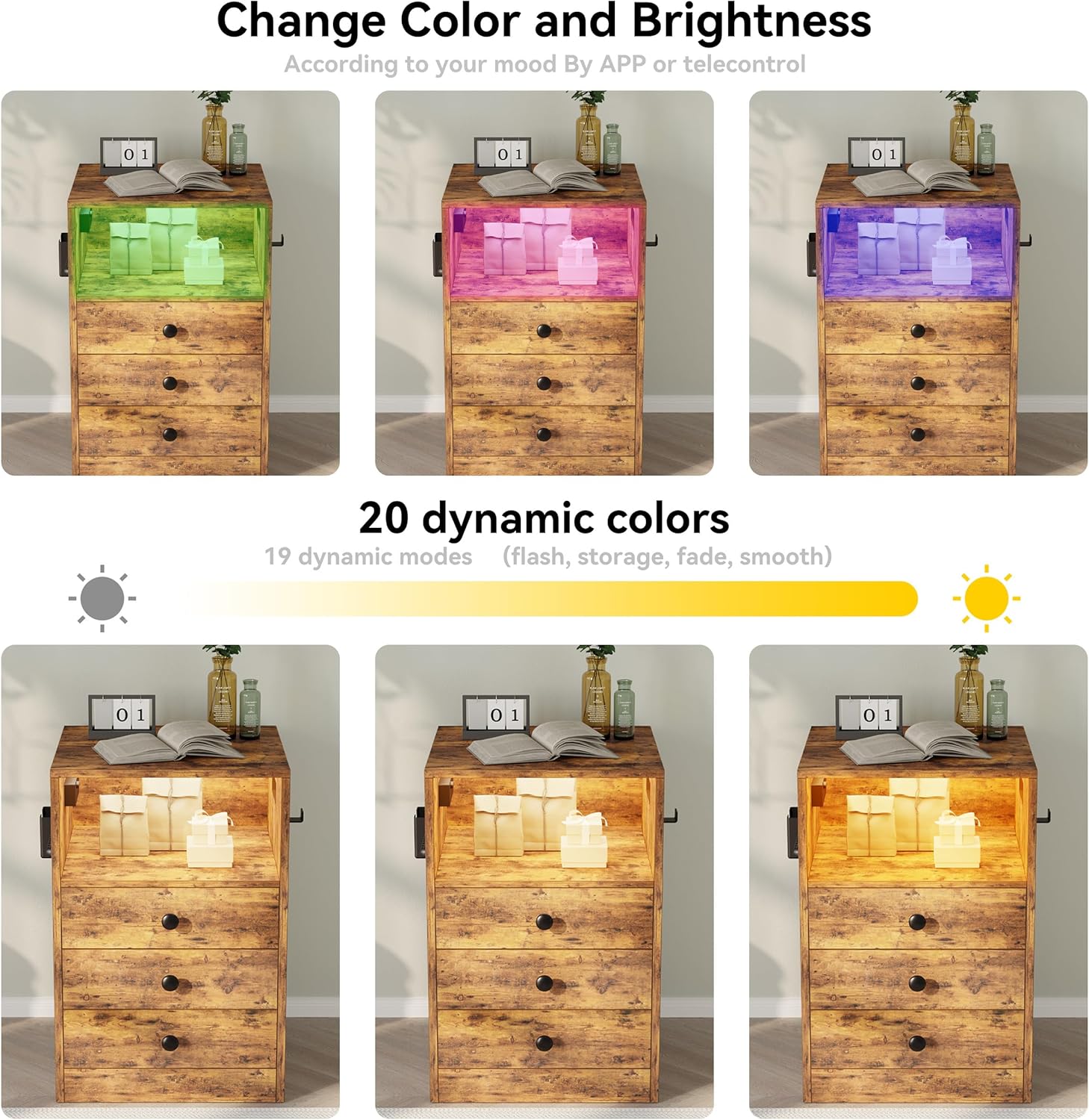 LIKIMIO Retro LED Nightstand