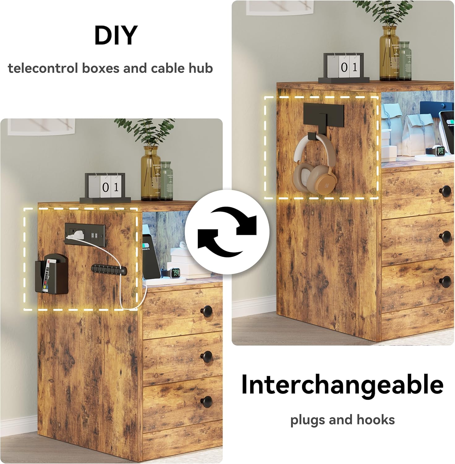 LIKIMIO Retro LED Nightstand