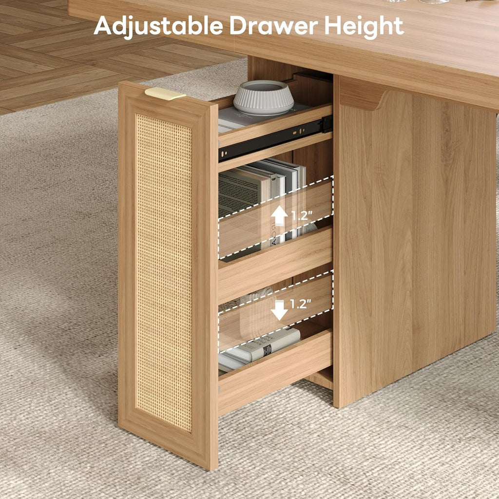 LIKIMIO Modern Woven Rattan Dining Table（78.7”）