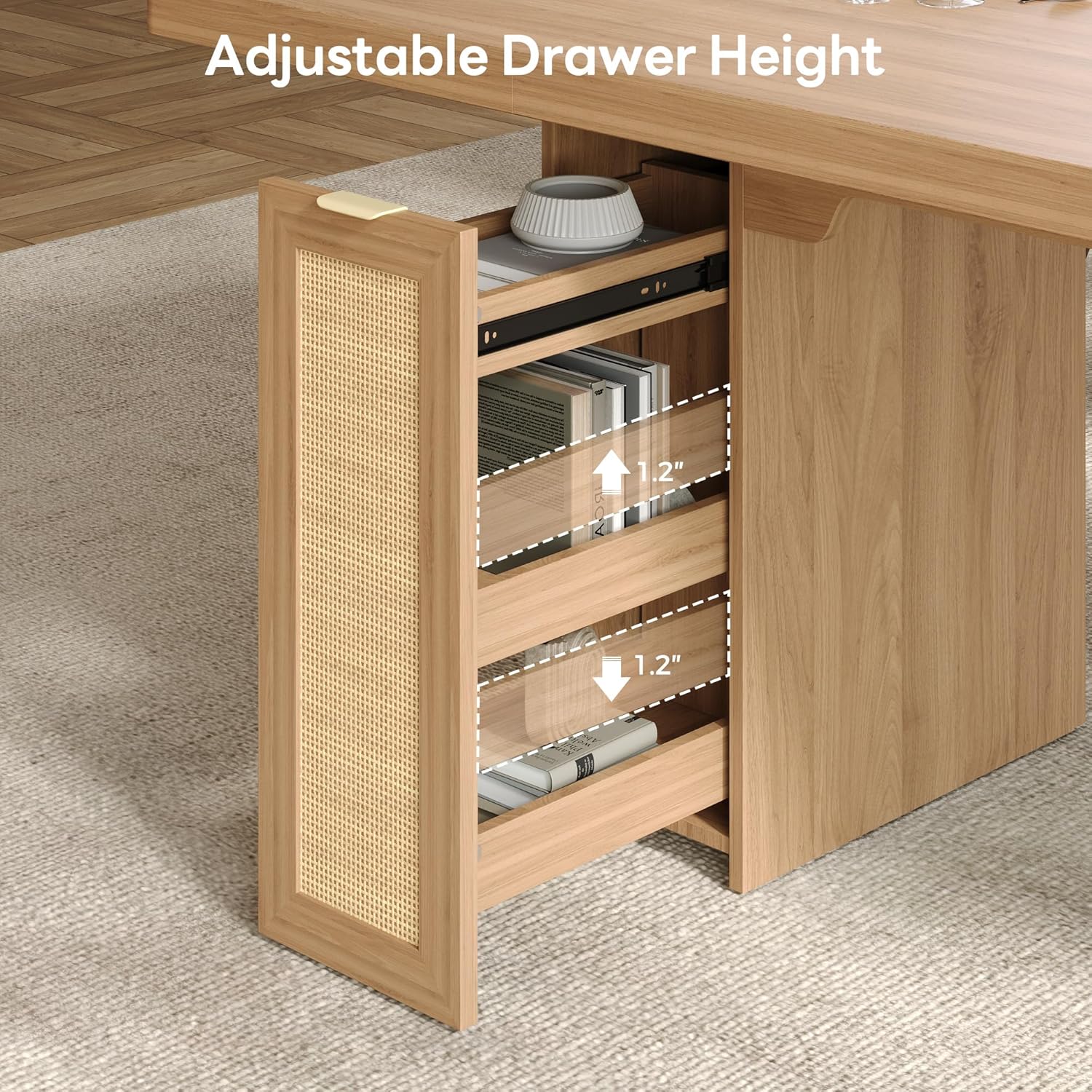 LIKIMIO Modern Woven Rattan Dining Table（78.7”）