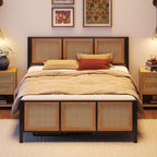 LIKIMIO Queen Bed Frame with Headboard, Wood Camas Queen with Strong Metal Slats Support