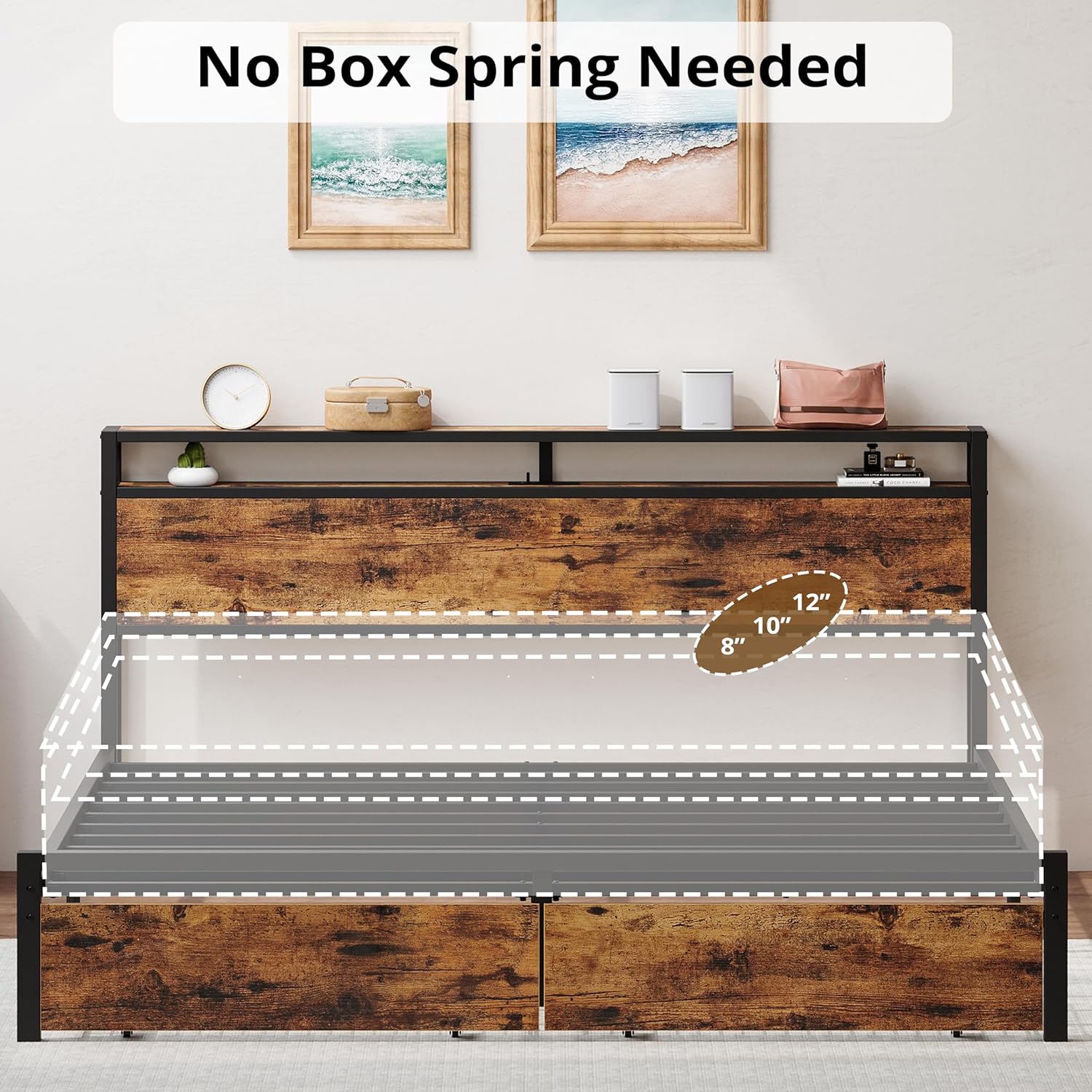 LIKIMIO Storage Retro Bed Frame