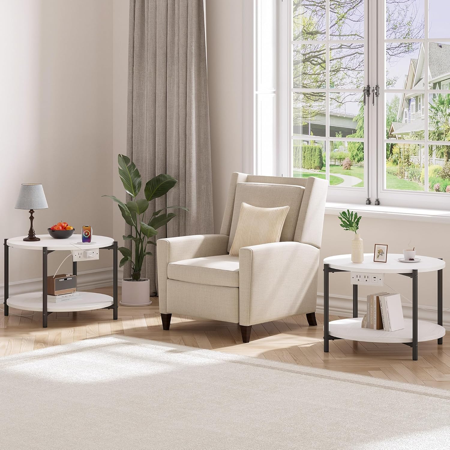 LIKIMIO 2-Tier Round End Table （23.6”）