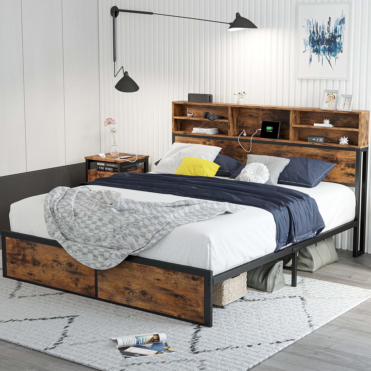 LIKIMIO Bookshelf Bed Frame