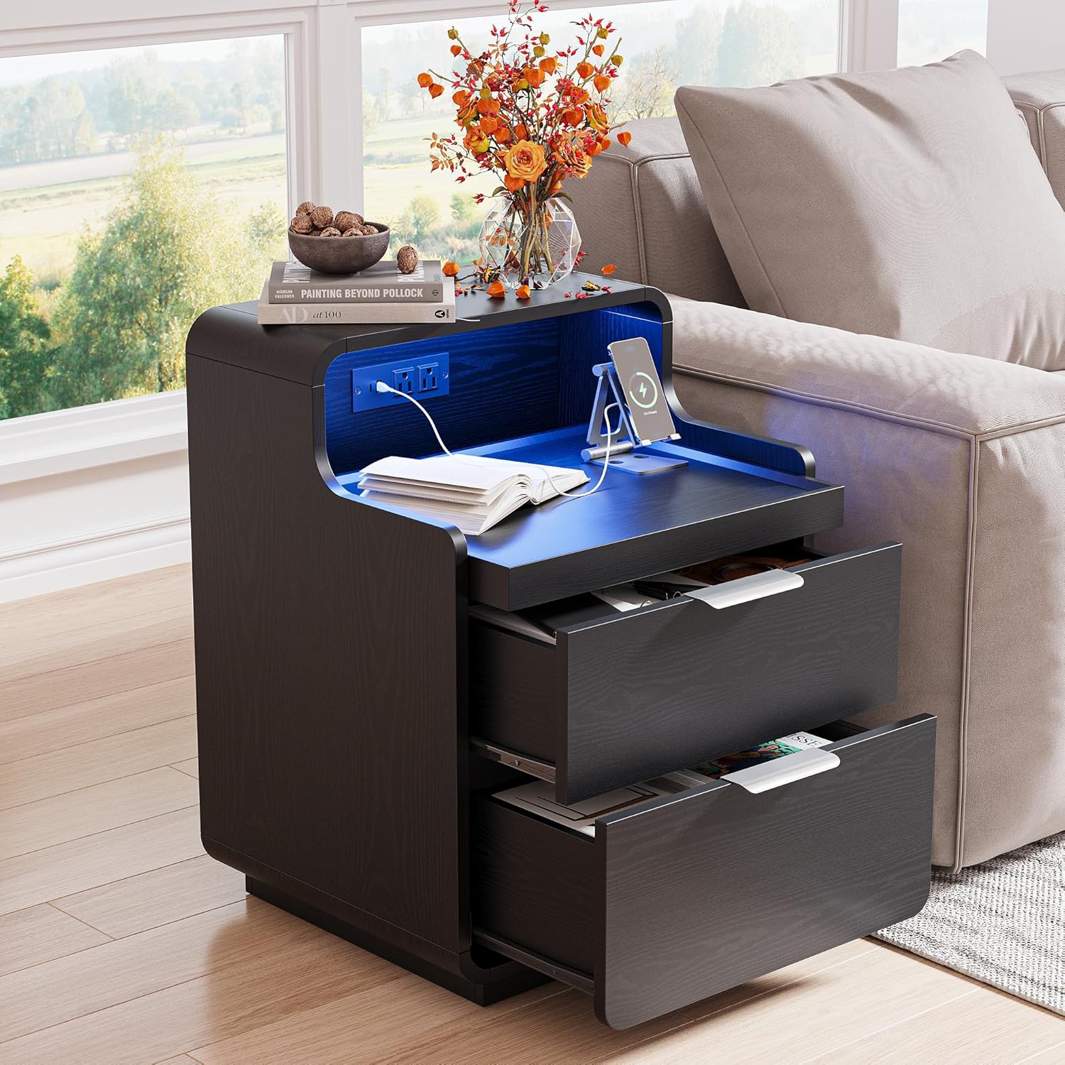 LIKIMIO Pull-Out Shelf Nightstand