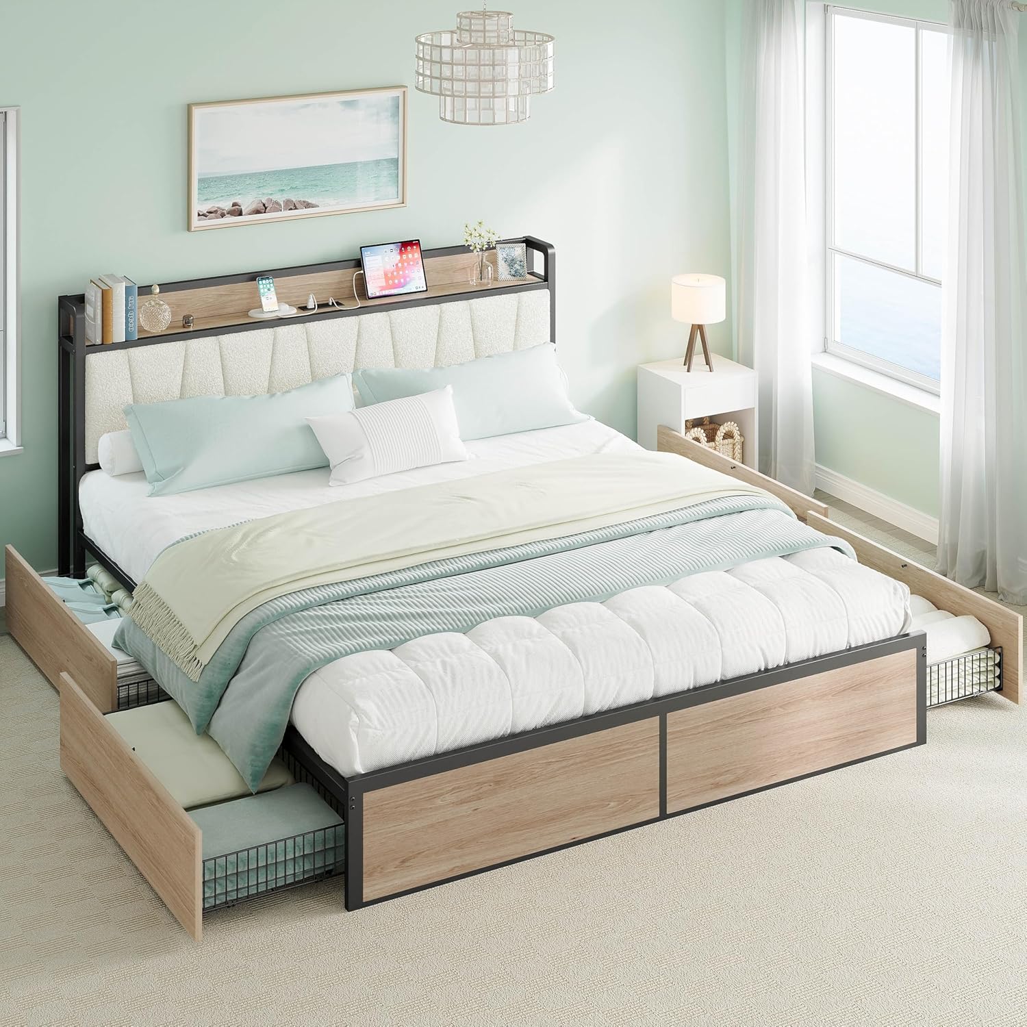 LIKIMIO Storage & Charging Board Bed Frame