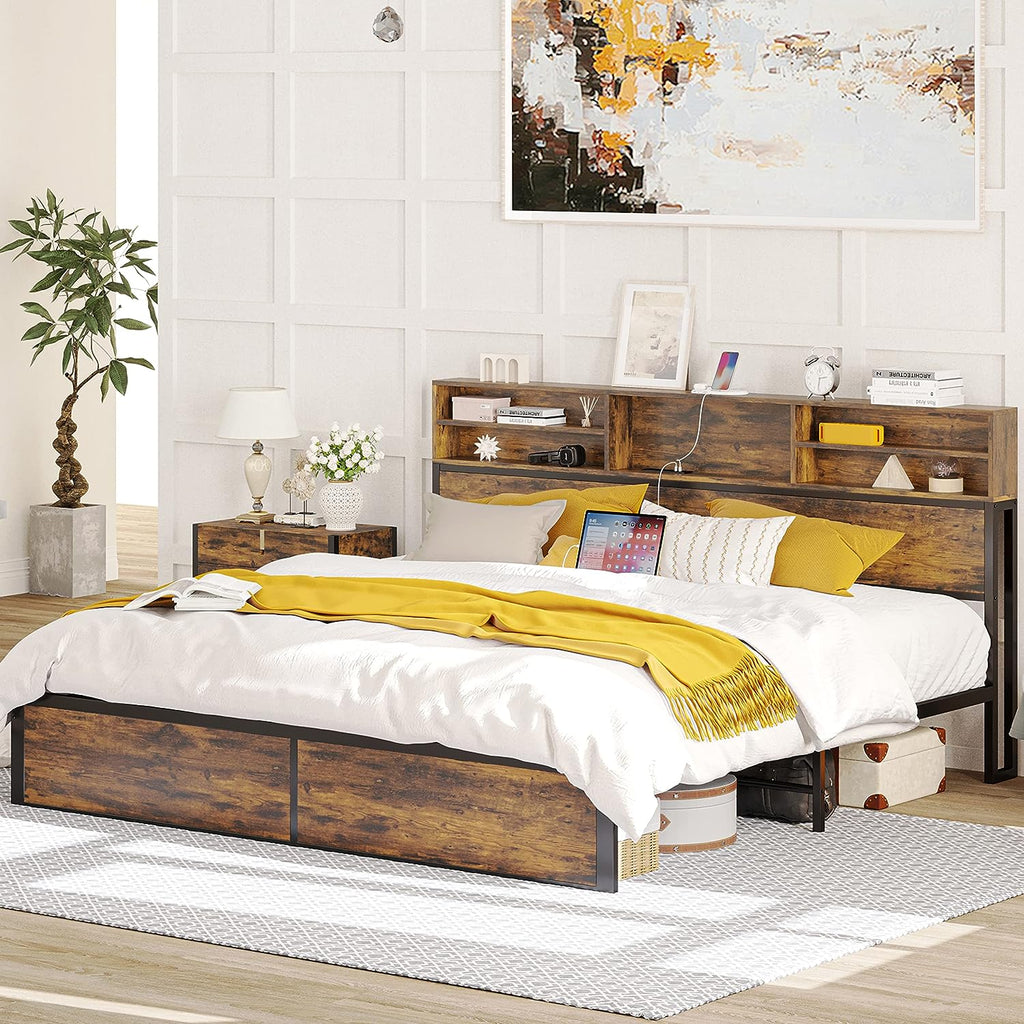 LIKIMIO Bookshelf Bed Frame