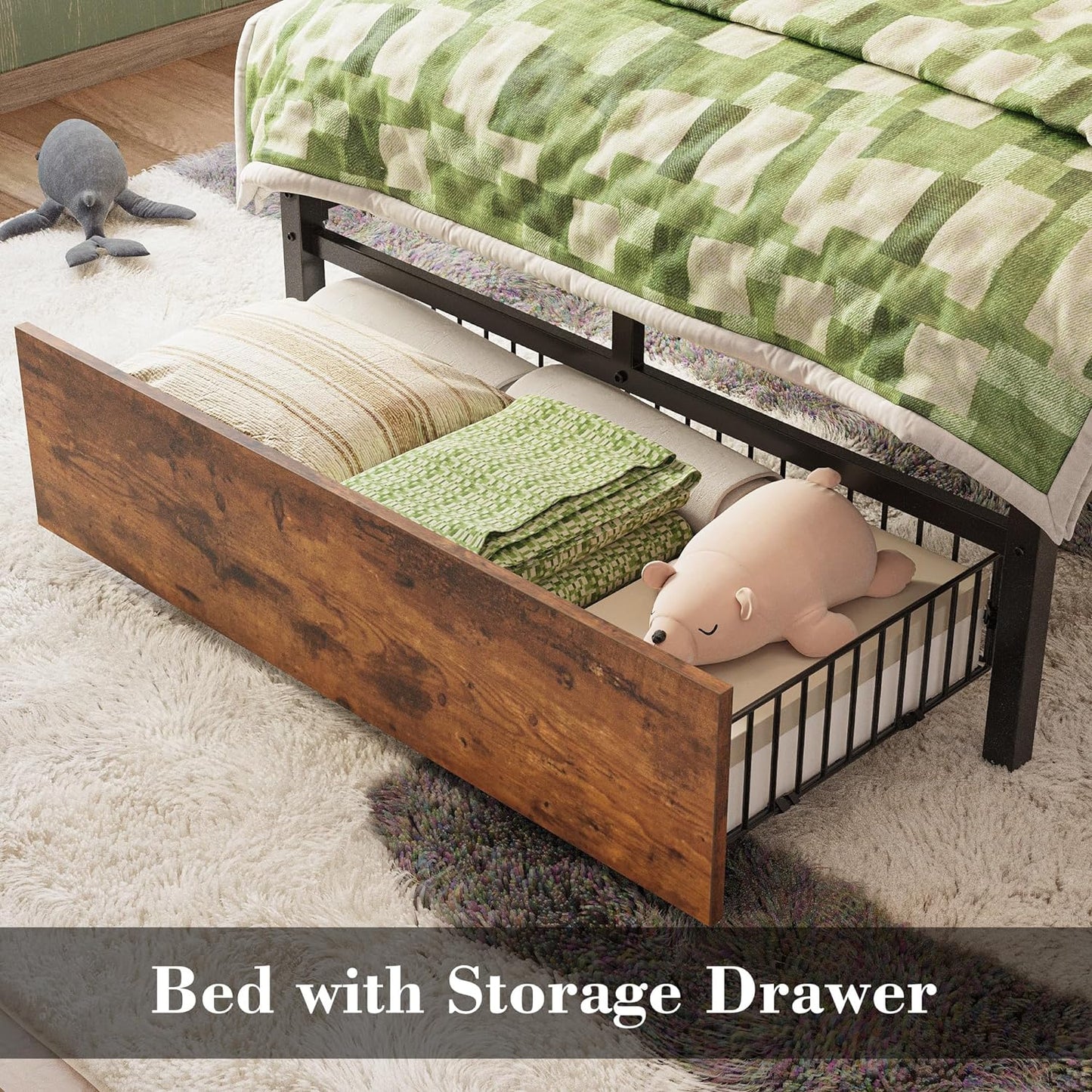 LIKIMIO Twin Bed Frames with Drawer