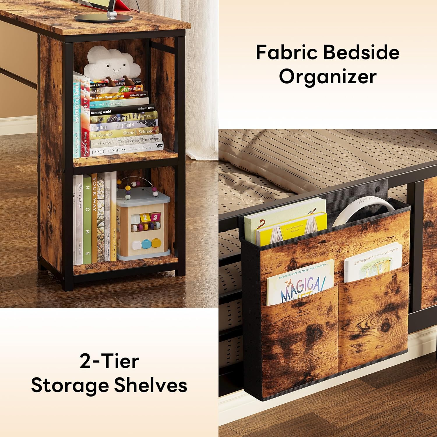 LIKIMIO Vintage Low Loft Bed Frame