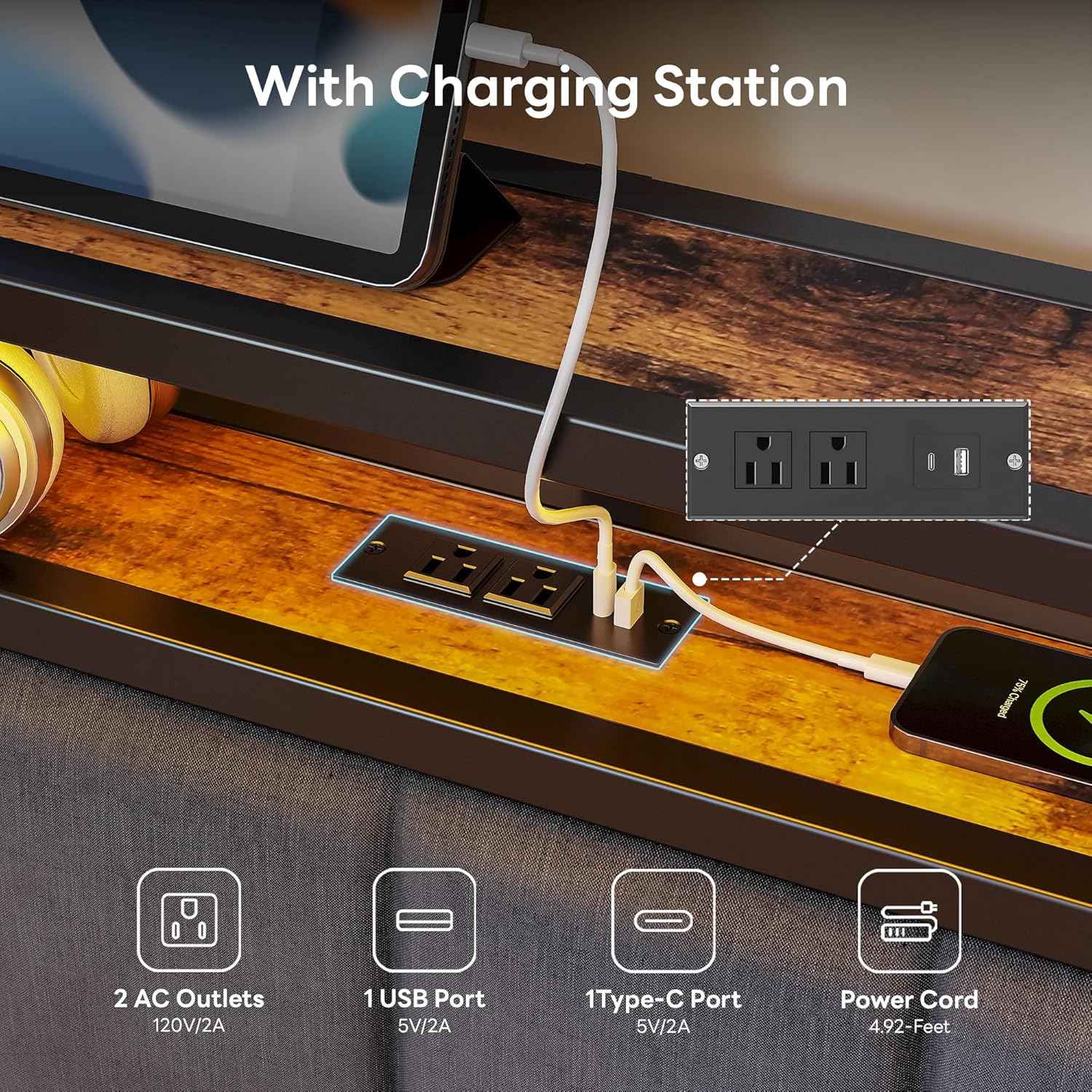 LIKIMIO Fabric Upholstered Fence Corner Bed