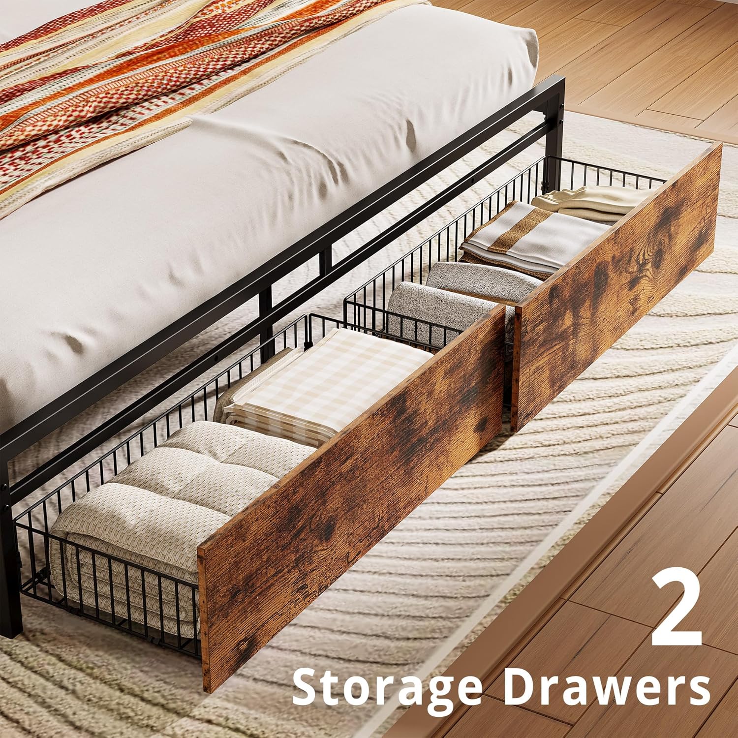 LIKIMIO Charging Storage Bed Frame