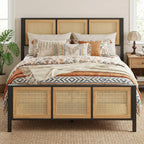 LIKIMIO Queen Bed Frame with Headboard, Wood Camas Queen with Strong Metal Slats Support