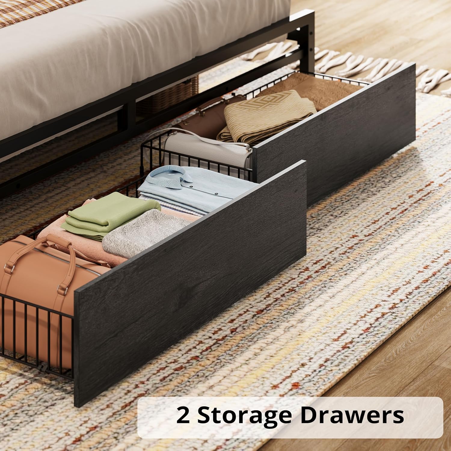 LIKIMIO Storage Retro Bed Frame