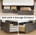 LIKIMIO Metal Bed Frame with Storage