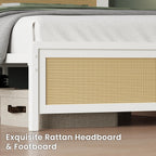 LIKIMIO Modern Rattan Bed Frame